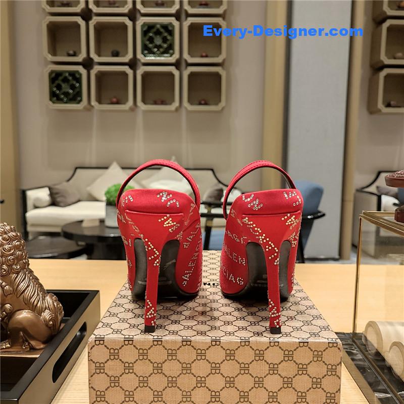 Ba1en*iaga pointed toe stiletto square tail mule sliders