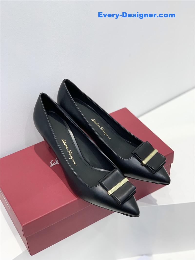 Salvatore Ferragamo double bow pointed pumps