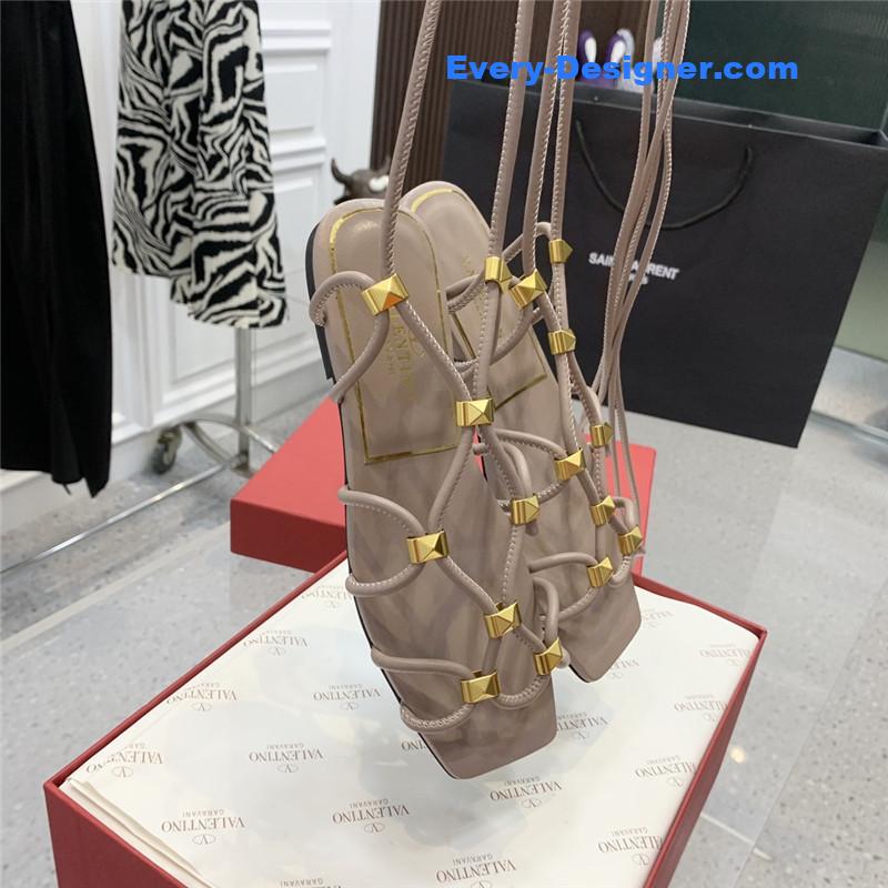 valentino studded lace-up sandals
