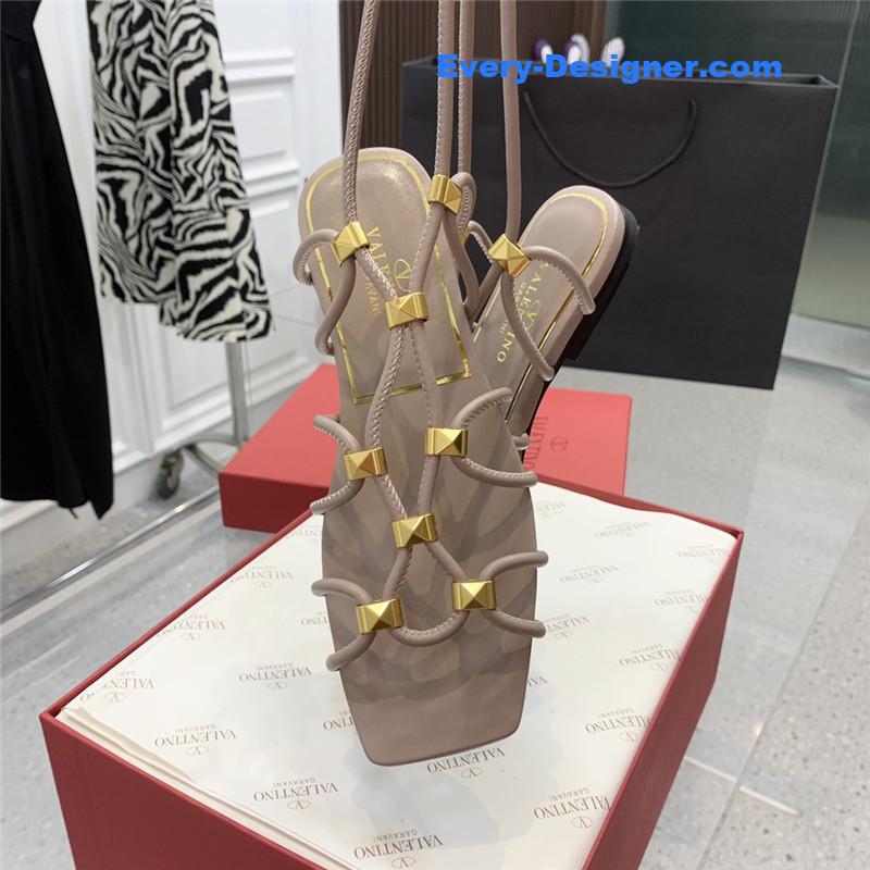 valentino studded lace-up sandals