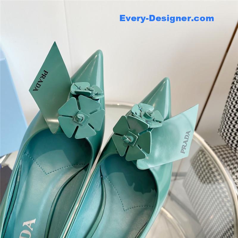 Pra*a flower pointed toe small cone heel shoes