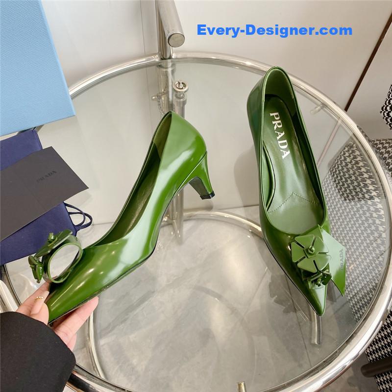 Pra*a flower pointed toe small cone heel shoes