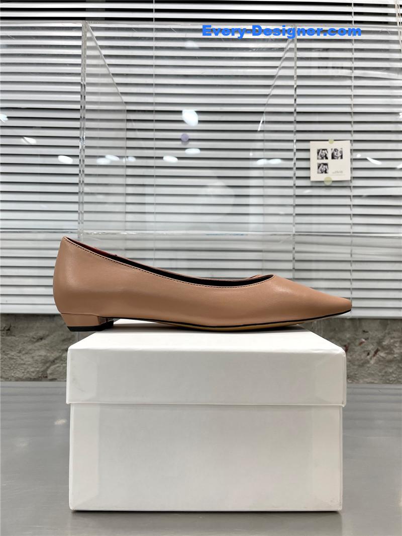 The row new French pointed toe chunky low-heeled shoes