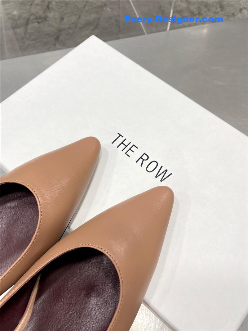 The row new French pointed toe chunky low-heeled shoes