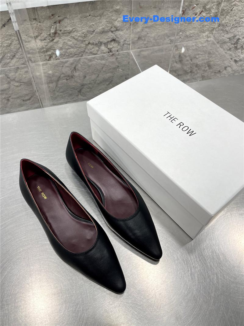 The row new French pointed toe chunky low-heeled shoes