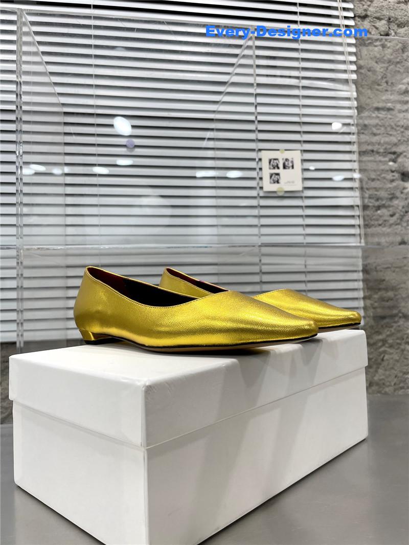 The row new French pointed toe chunky low-heeled shoes