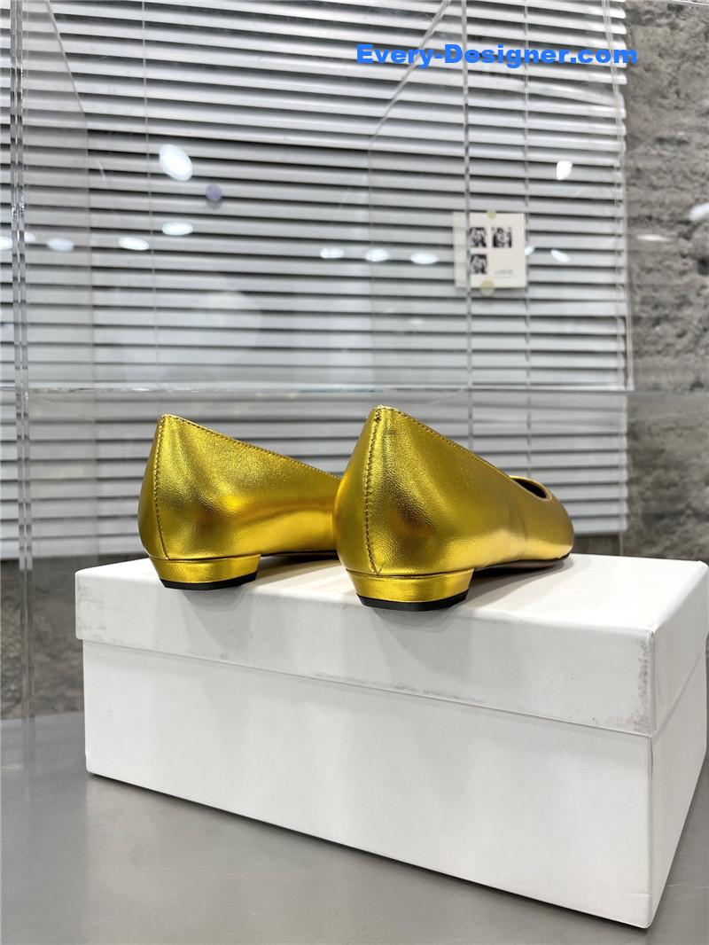 The row new French pointed toe chunky low-heeled shoes