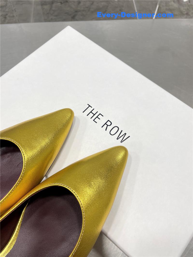 The row new French pointed toe chunky low-heeled shoes