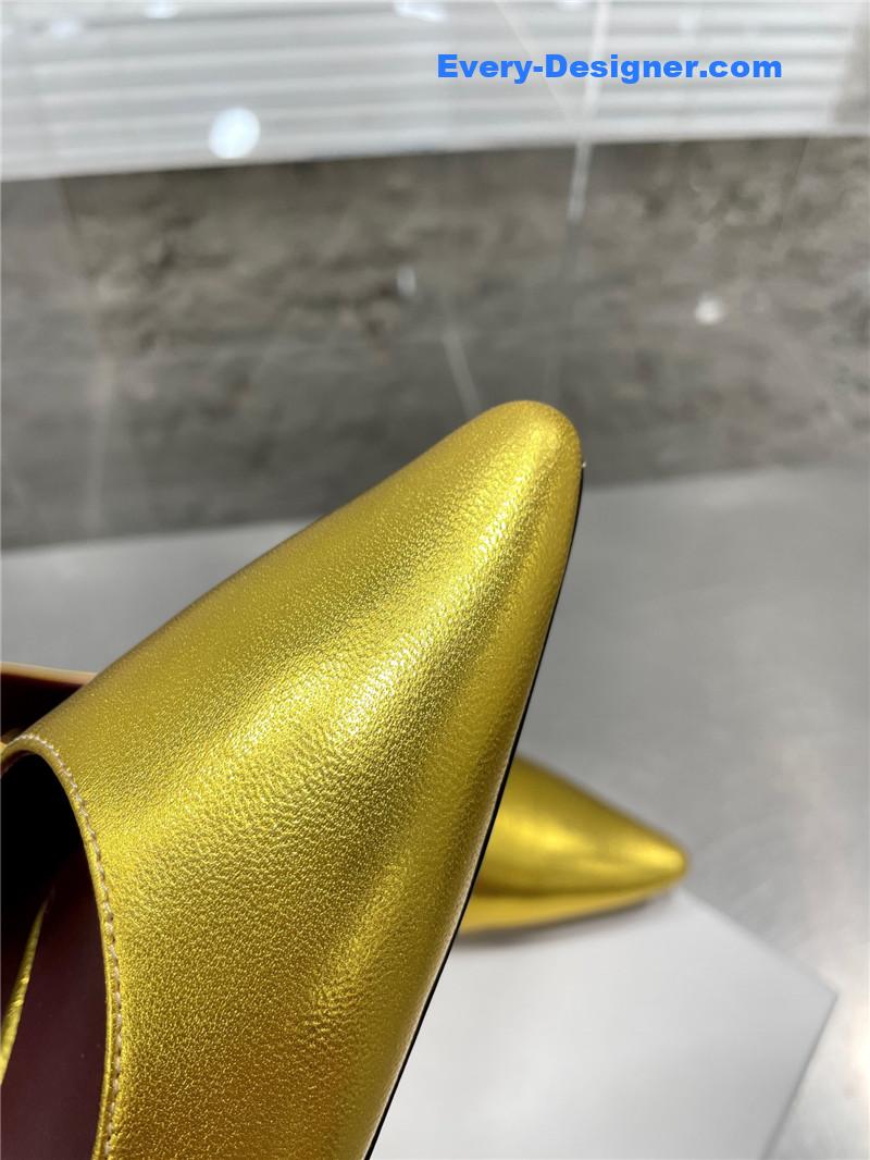 The row new French pointed toe chunky low-heeled shoes