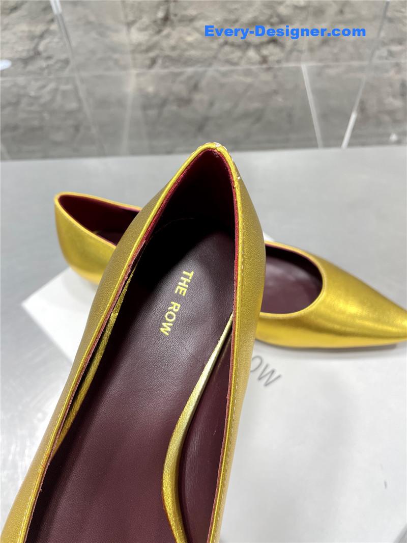 The row new French pointed toe chunky low-heeled shoes