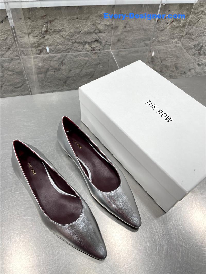 The row new French pointed toe chunky low-heeled shoes