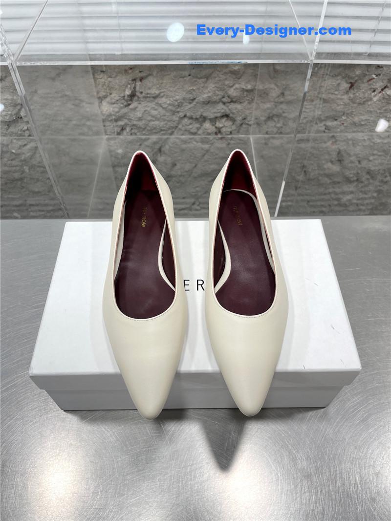 The row new French pointed toe chunky low-heeled shoes