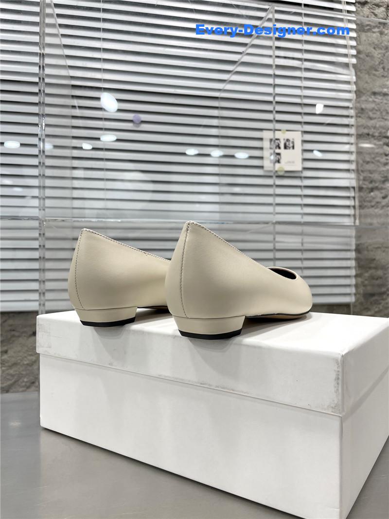 The row new French pointed toe chunky low-heeled shoes