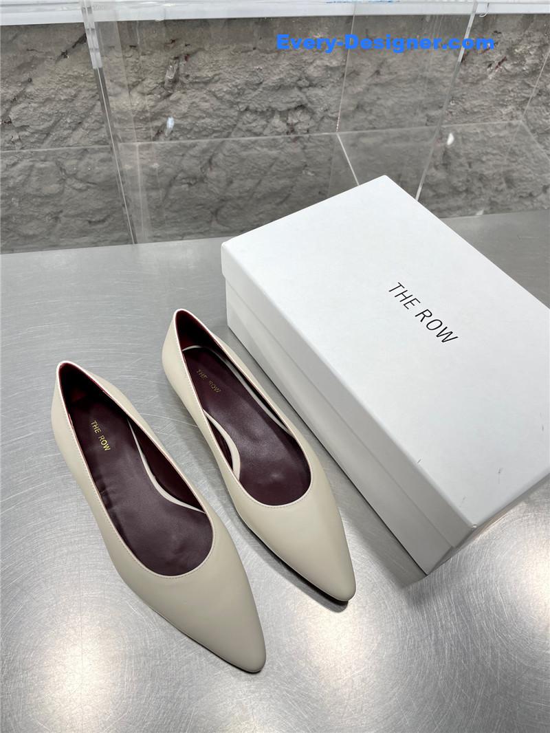 The row new French pointed toe chunky low-heeled shoes