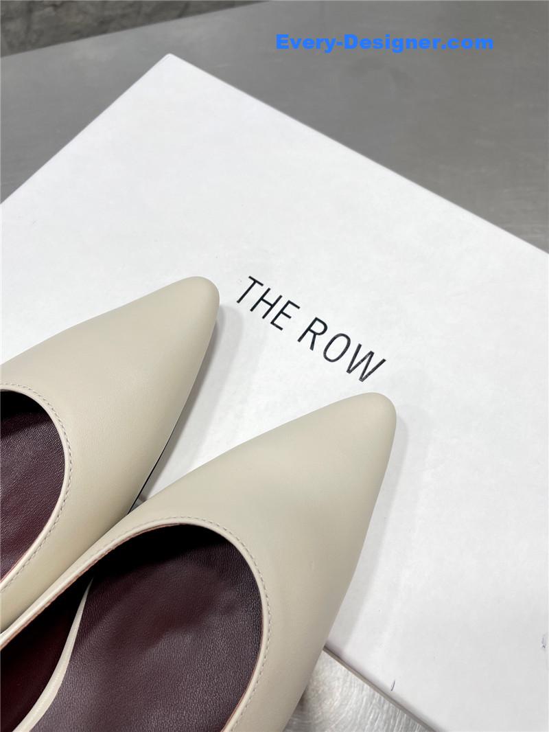 The row new French pointed toe chunky low-heeled shoes