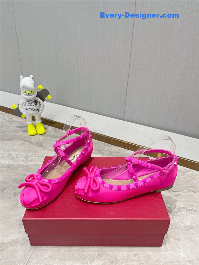Va1e*ntin0 rockstud studded satin ballet flats