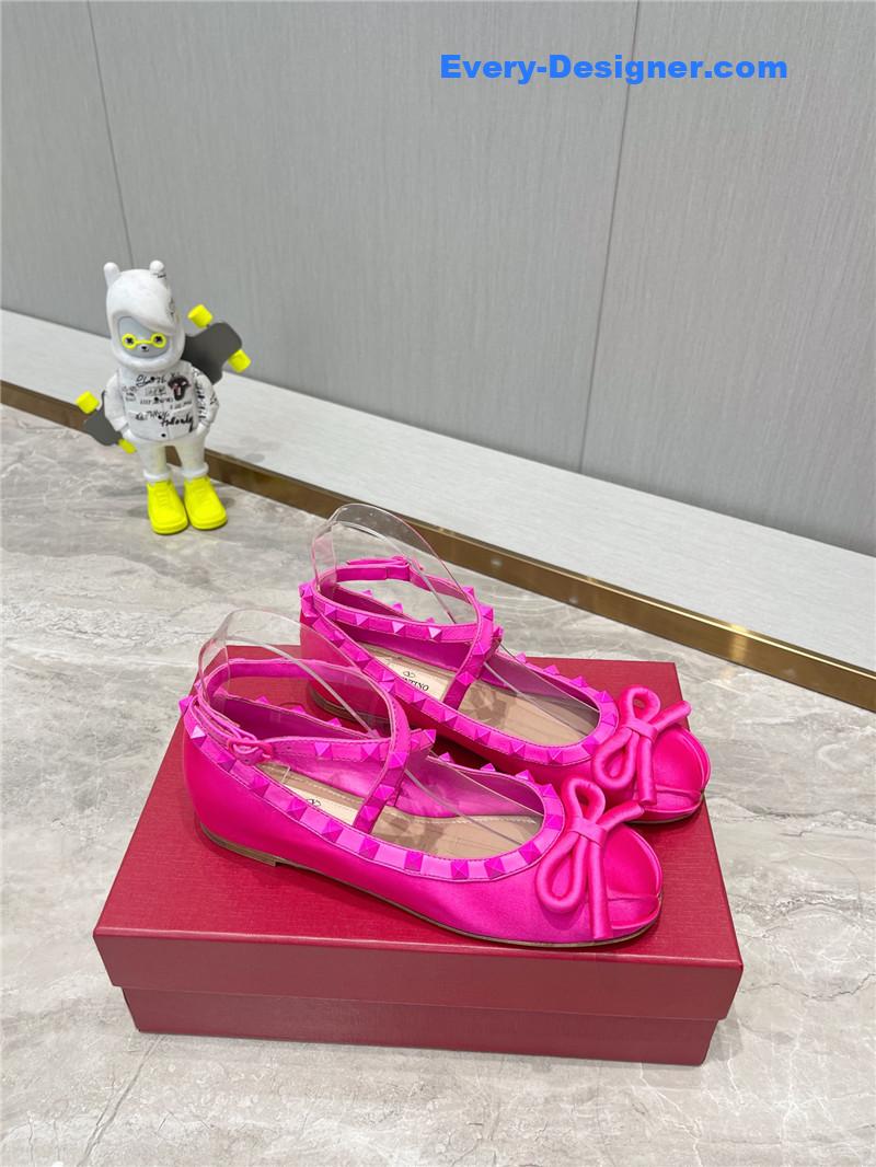 Va1e*ntin0 rockstud studded satin ballet flats