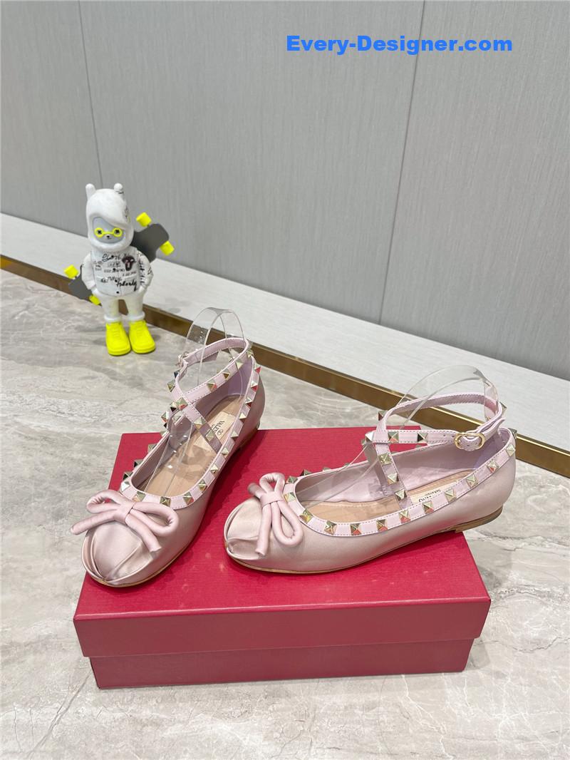 valentino ROCKSTUD studded satin ballet flats