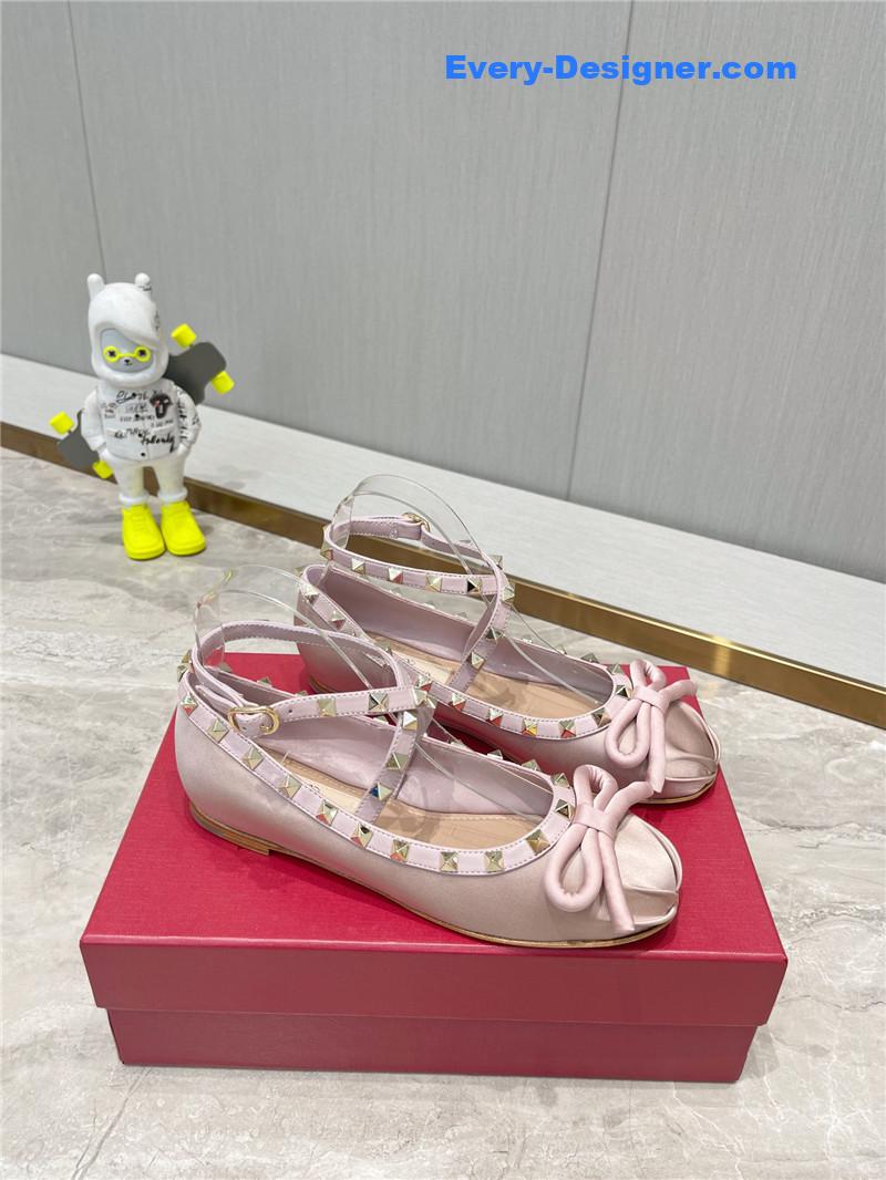 Va1e*ntin0 rockstud studded satin ballet flats