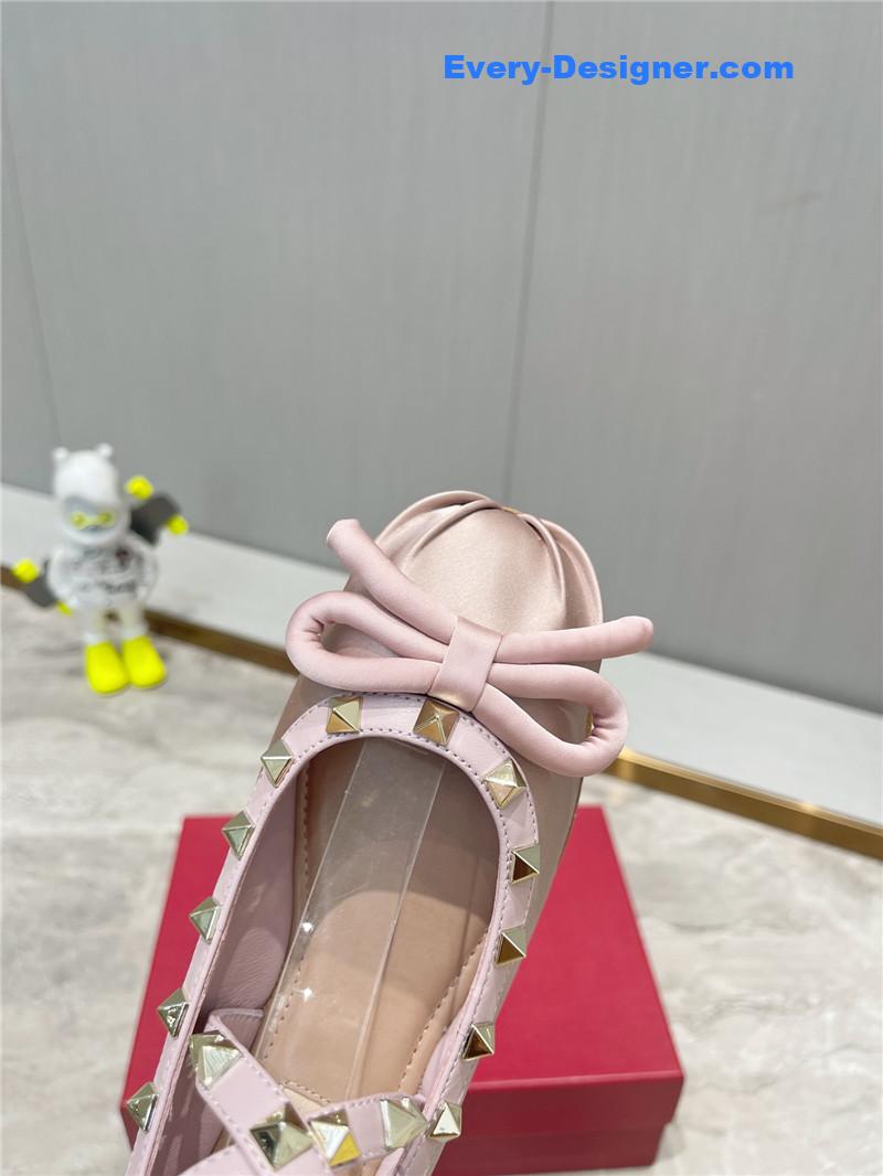 Va1e*ntin0 rockstud studded satin ballet flats