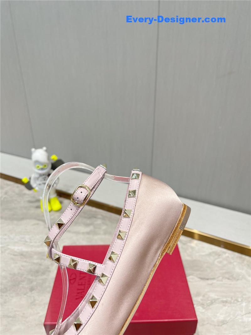 Va1e*ntin0 rockstud studded satin ballet flats
