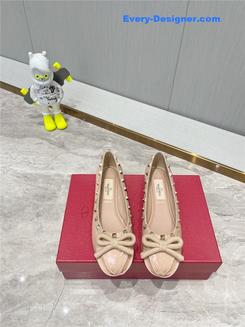 valentino ROCKSTUD studded satin ballet flats