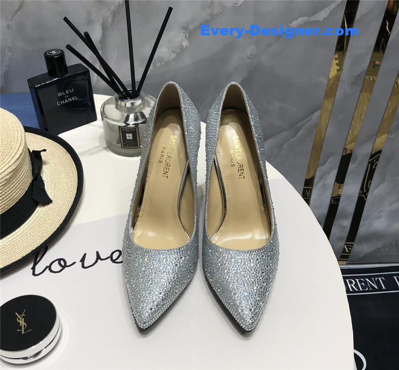YSL new full diamond YSL heel shoes