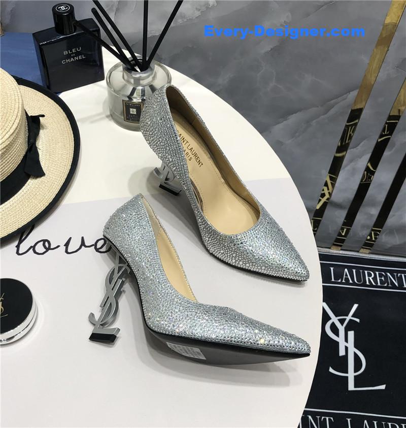 YSL new full diamond YSL heel shoes