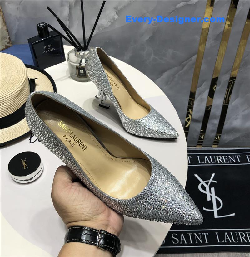 YSL new full diamond YSL heel shoes