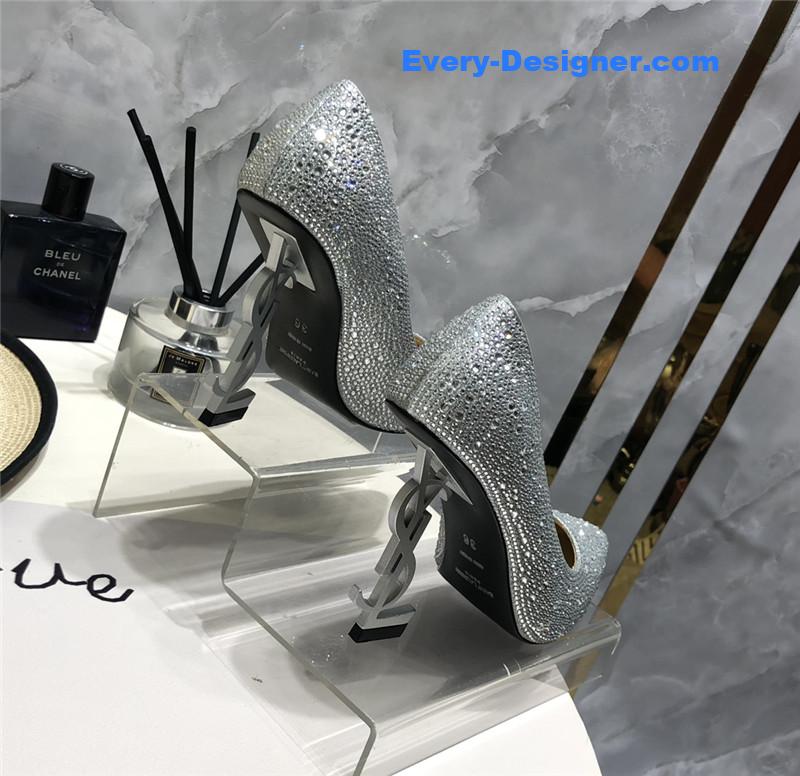 YSL new full diamond YSL heel shoes