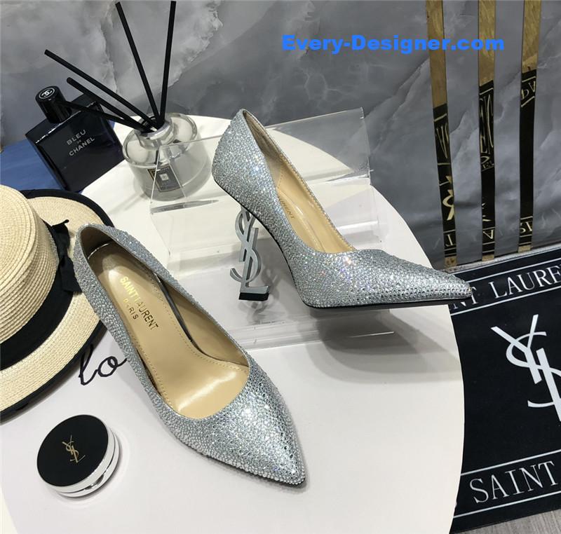 YSL new full diamond YSL heel shoes