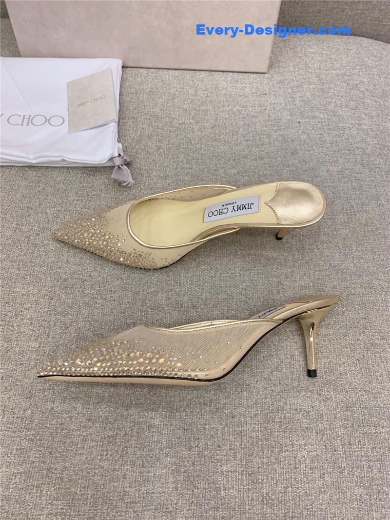 J1m*y Ch00 new rhinestone mesh fairy shoes wedding shoes