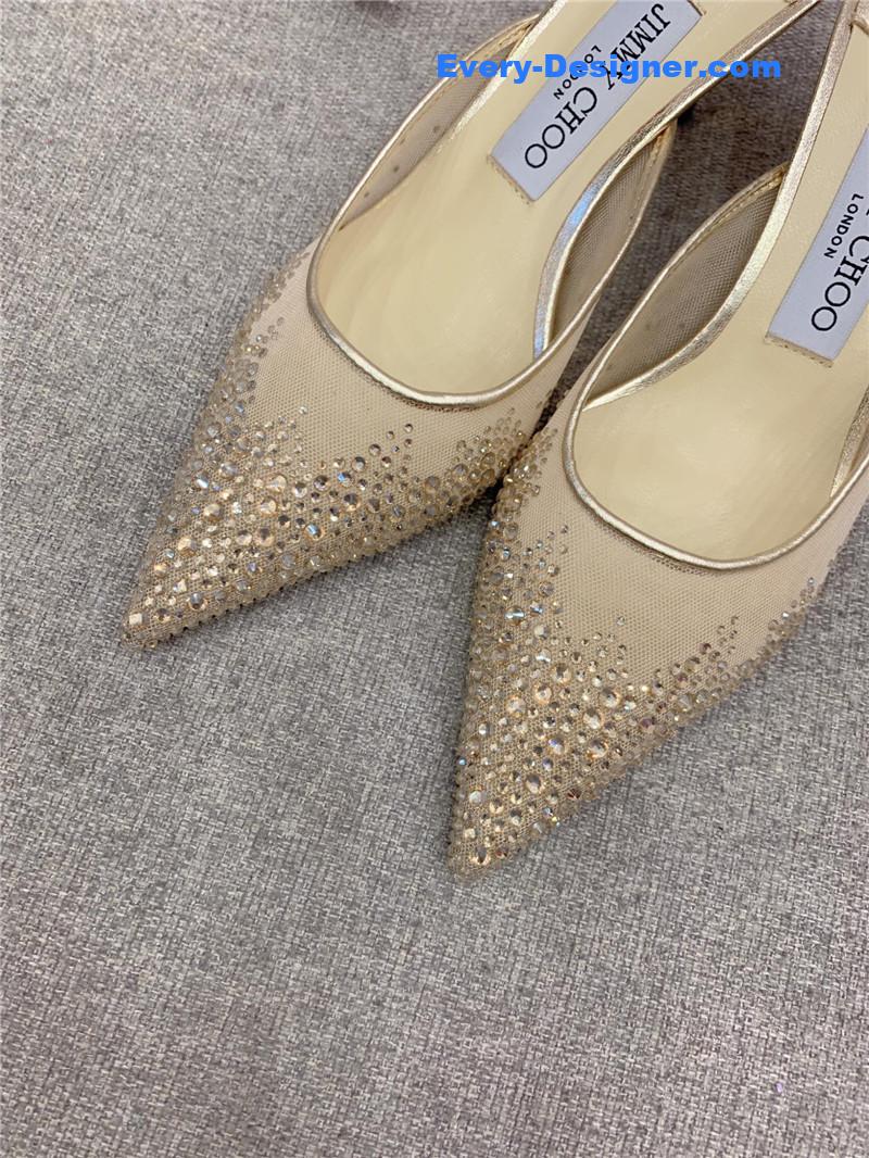 J1m*y Ch00 new rhinestone mesh fairy shoes wedding shoes