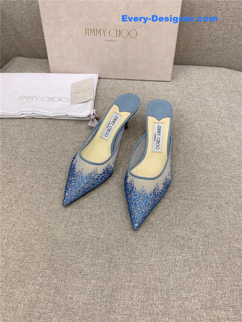 J1m*y Ch00 new rhinestone mesh fairy shoes wedding shoes