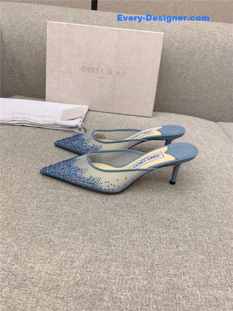 J1m*y Ch00 new rhinestone mesh fairy shoes wedding shoes