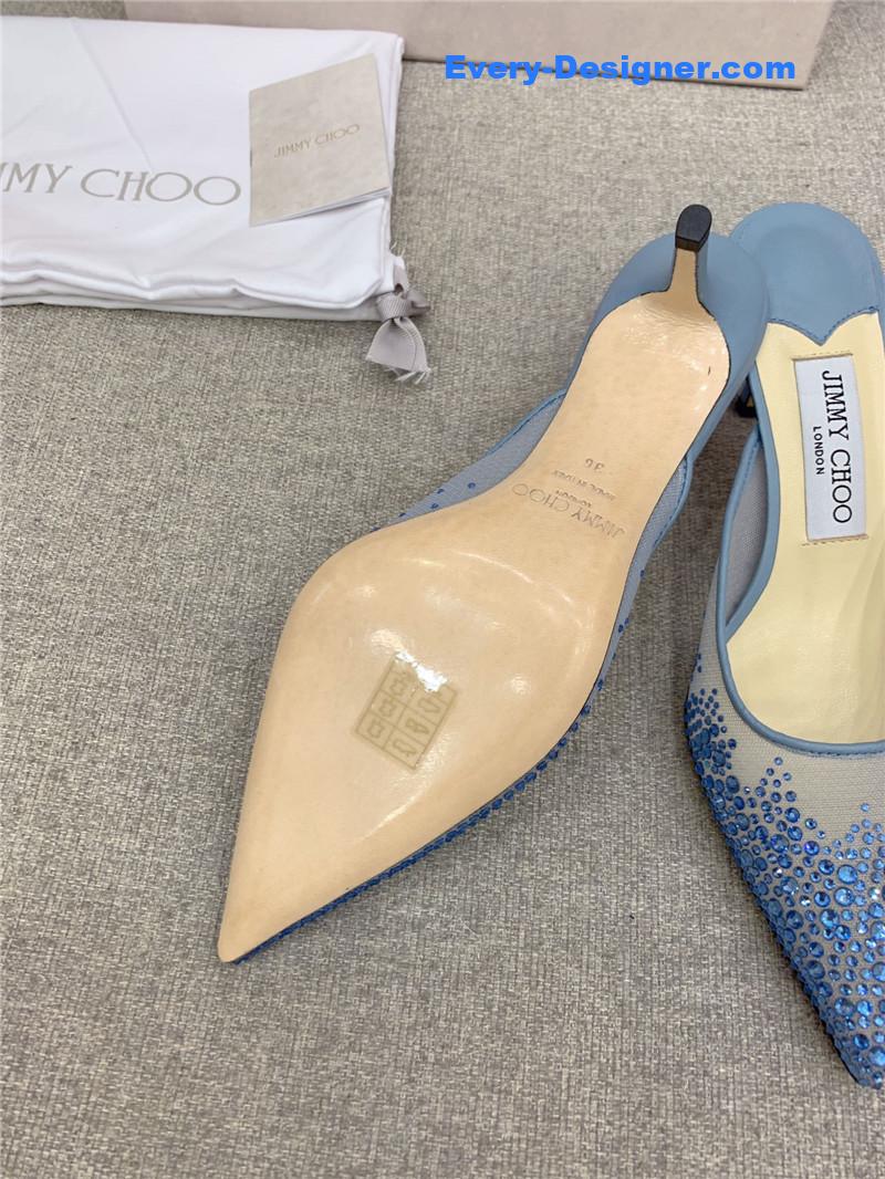 J1m*y Ch00 new rhinestone mesh fairy shoes wedding shoes