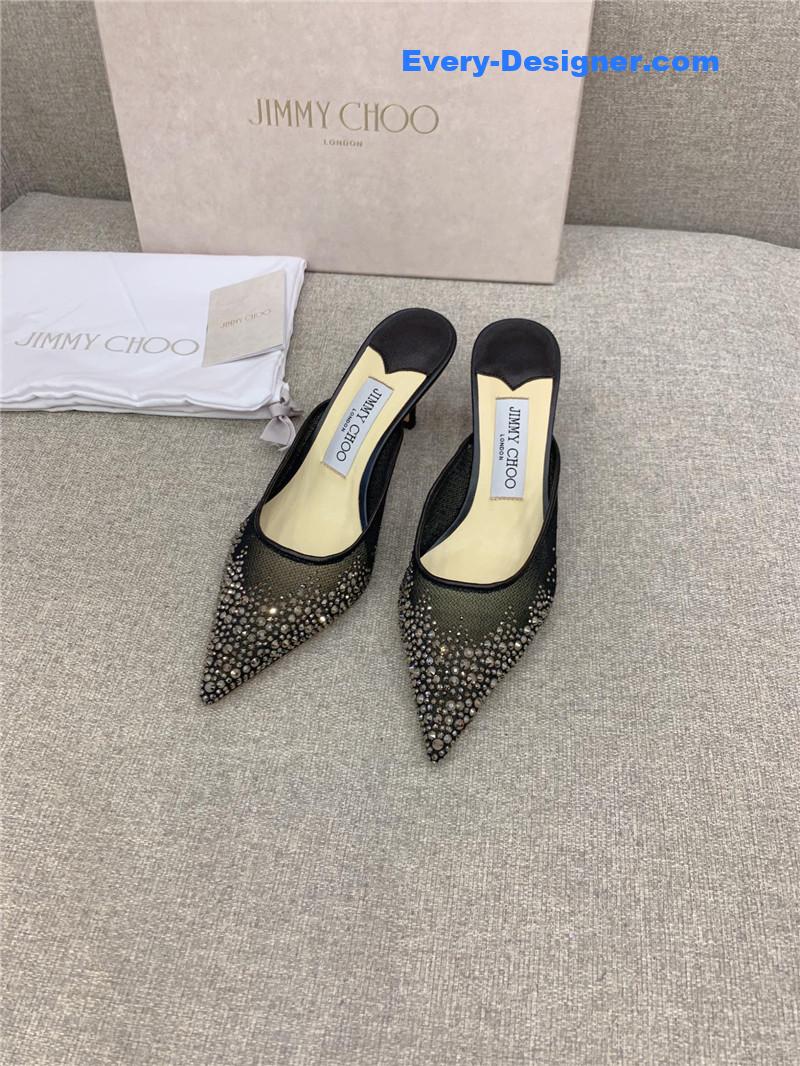 J1m*y Ch00 new rhinestone mesh fairy shoes wedding shoes