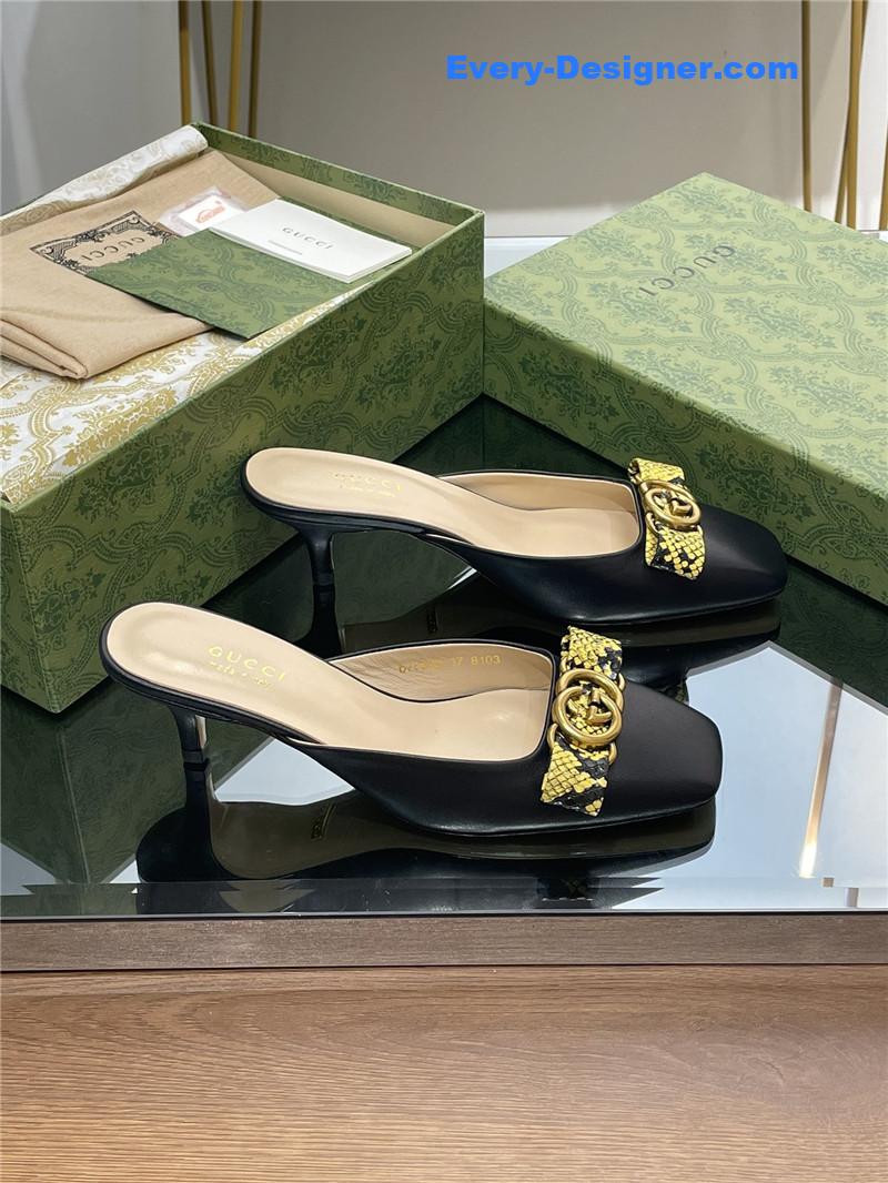 Gucci early autumn cat heel Muller slippers