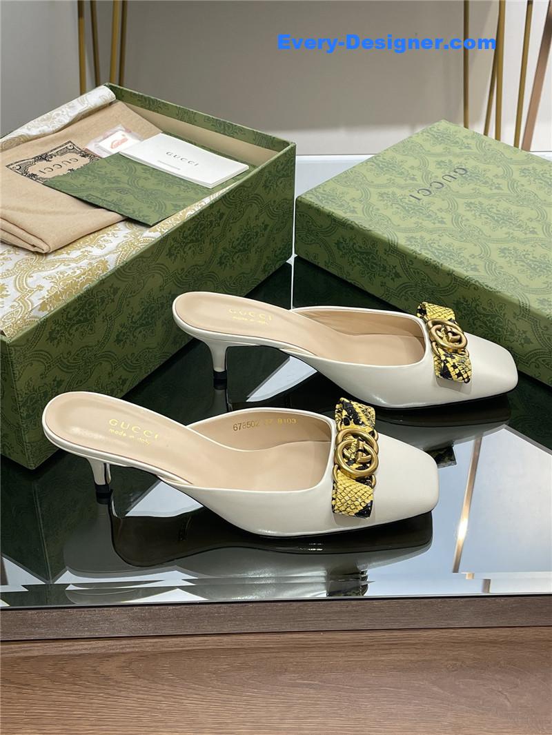 Gucci early autumn cat heel Muller slippers