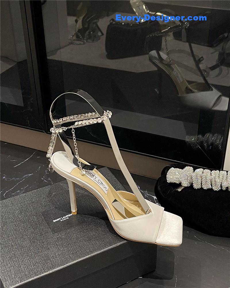 J1m*y Ch00 new ice fish mouth high-heeled sandals