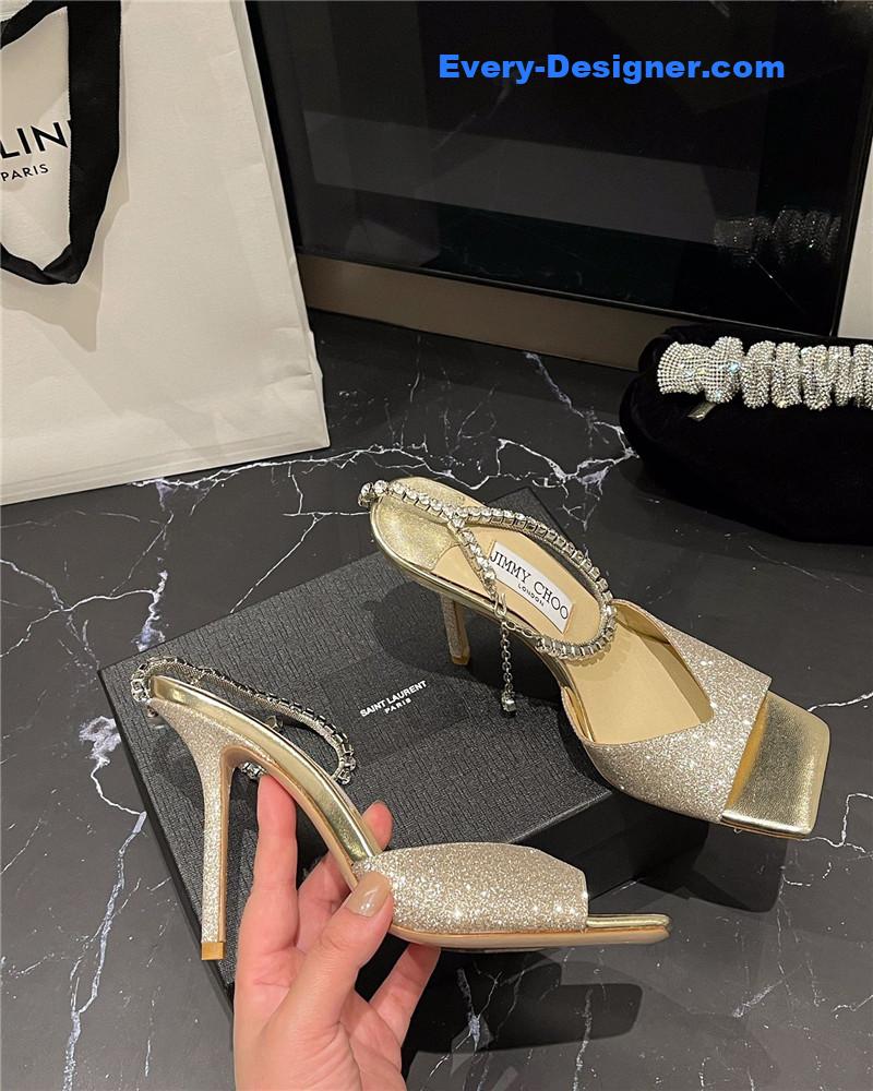 J1m*y Ch00 new ice fish mouth high-heeled sandals