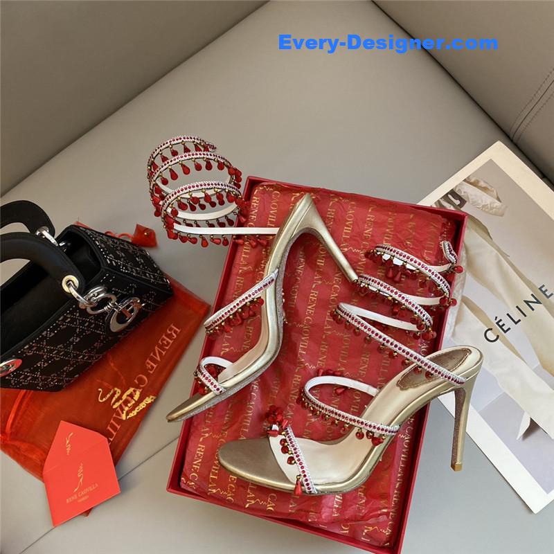 Rene Caovilla Classic Snake Wrap Sandals