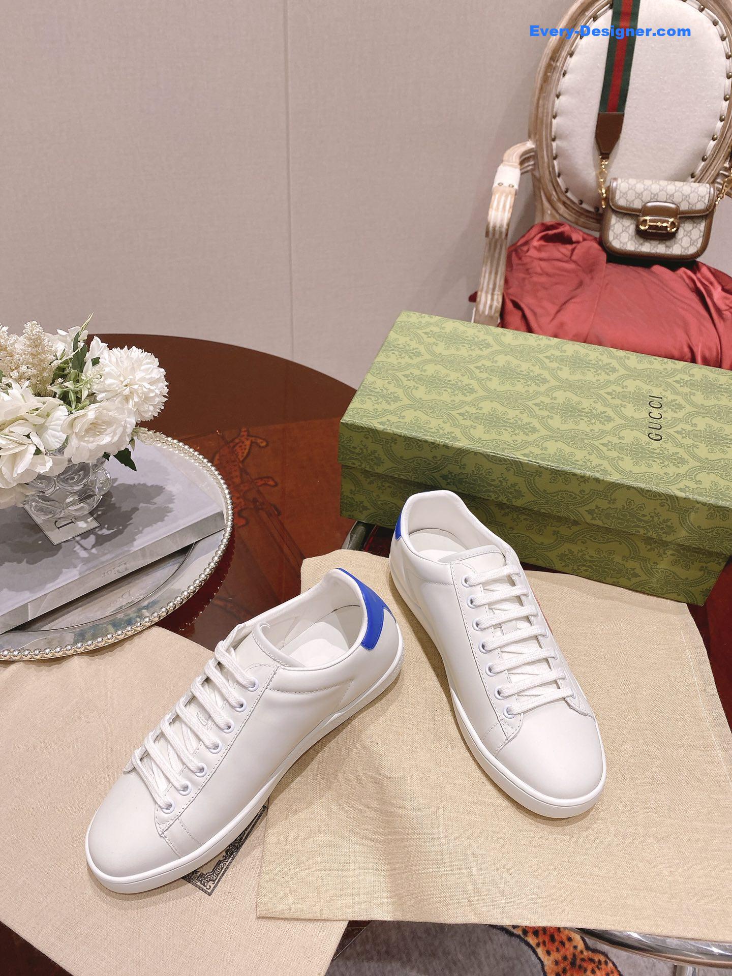Gucci classic sports lace-up white shoes