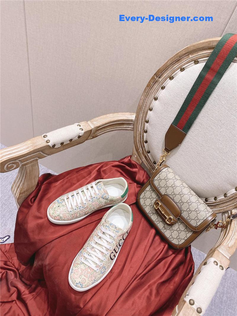 Gucci classic sports lace-up white shoes