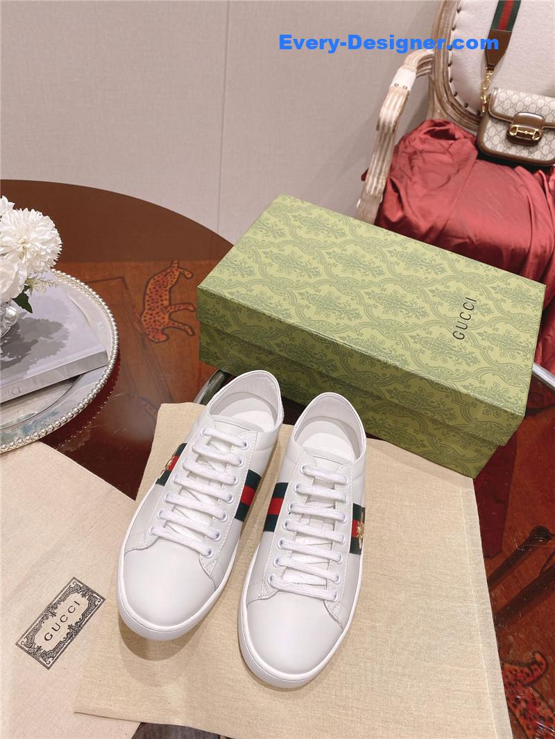 Gucci classic sports lace-up white shoes
