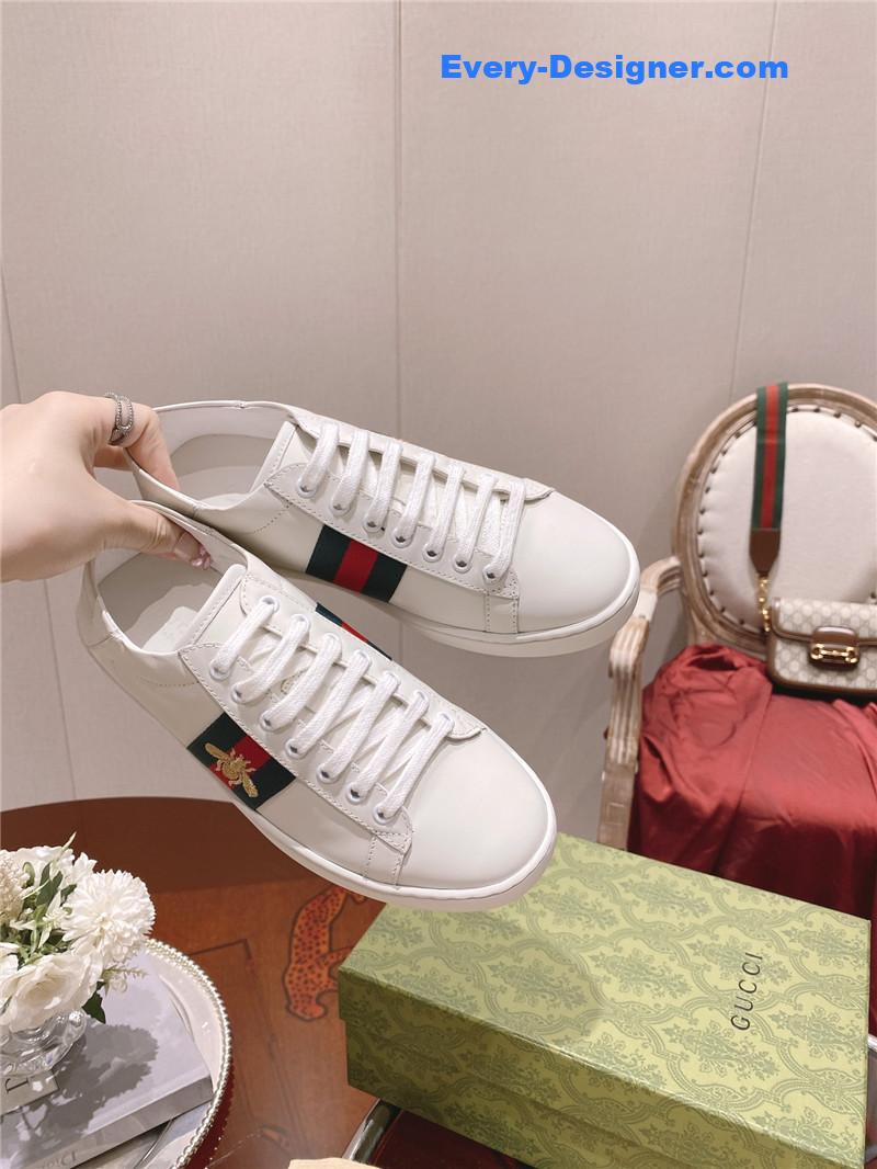 Gucci classic sports lace-up white shoes