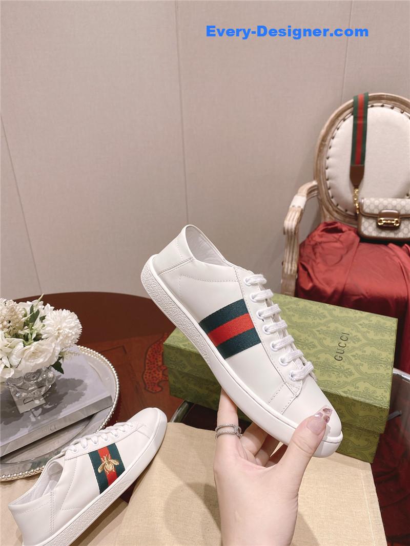 Gucci classic sports lace-up white shoes