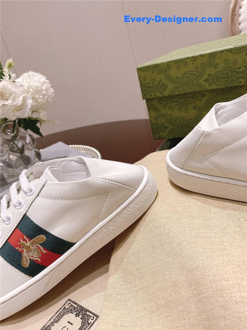 Gucci classic sports lace-up white shoes