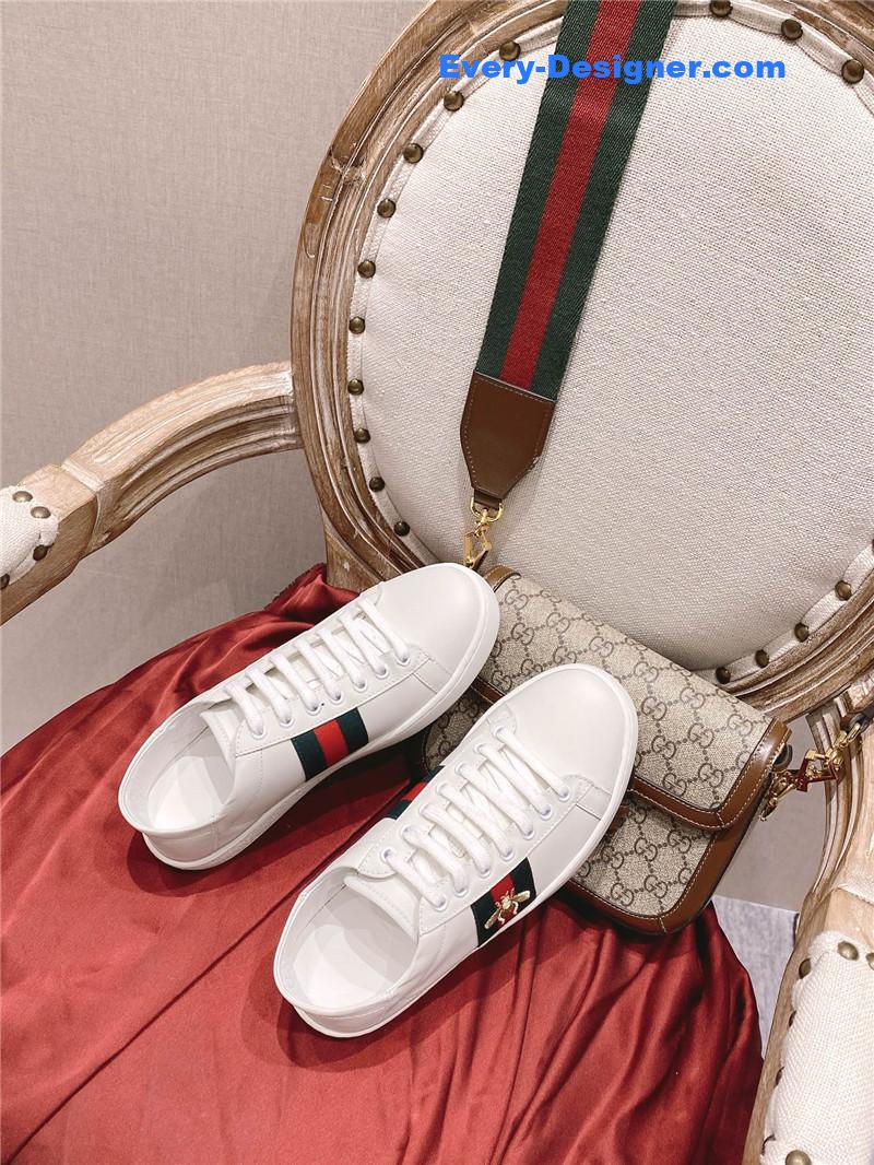Gucci classic sports lace-up white shoes