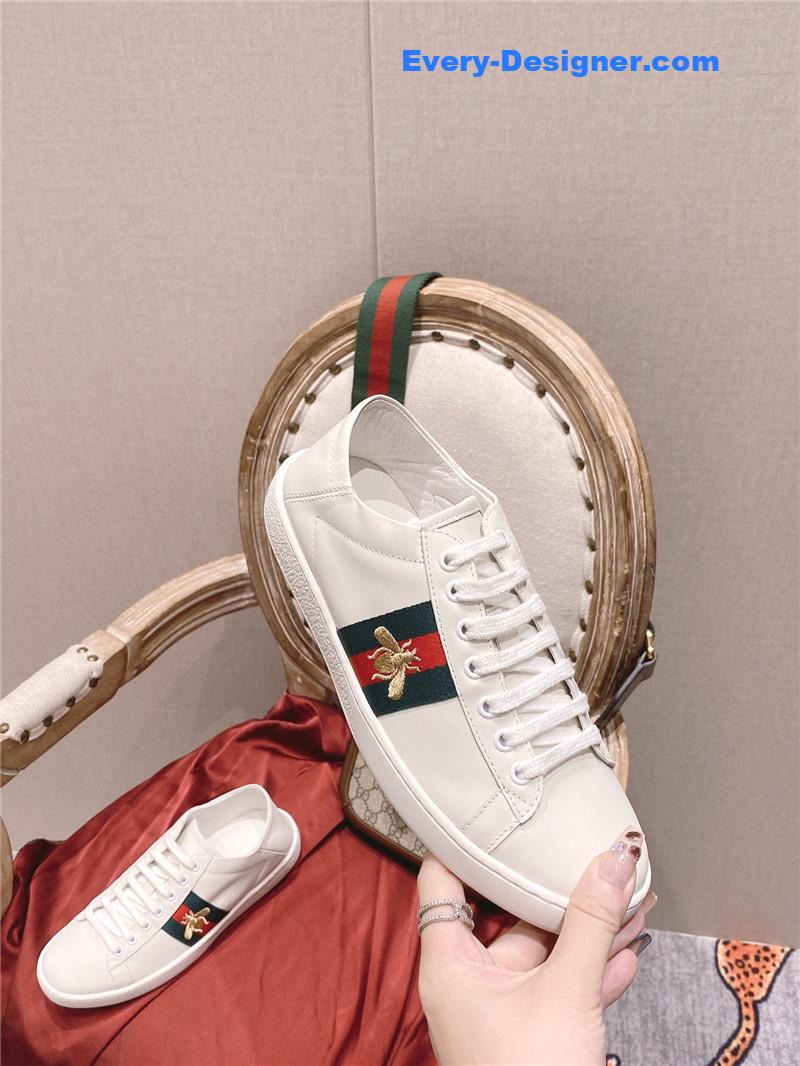 Gucci classic sports lace-up white shoes